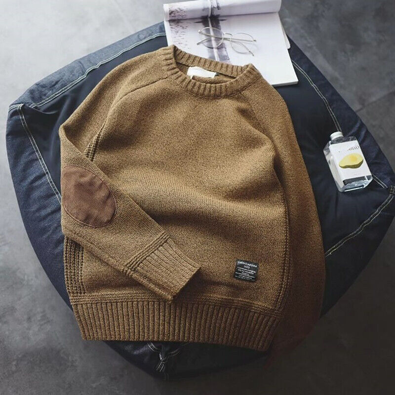 Men's premium knitted sweater versatile crewneck with waterproof coating for office and outdoor wear