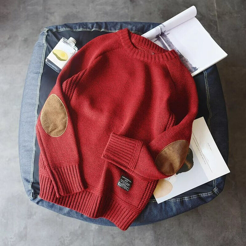 Men's premium knitted sweater versatile crewneck design in neutral tones for office and outdoor wear