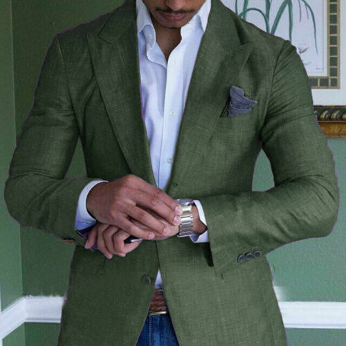 Clifford men's beige linen blazer classic fit notch lapel two-button elegant formal style