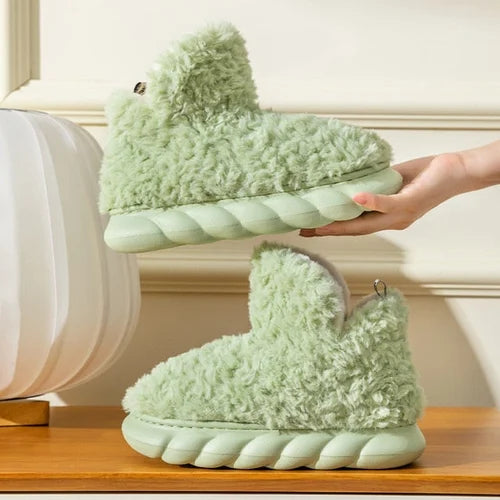 Women's cozy fleece-lined ankle boots slippers warm plush lining anti-slip sole winter