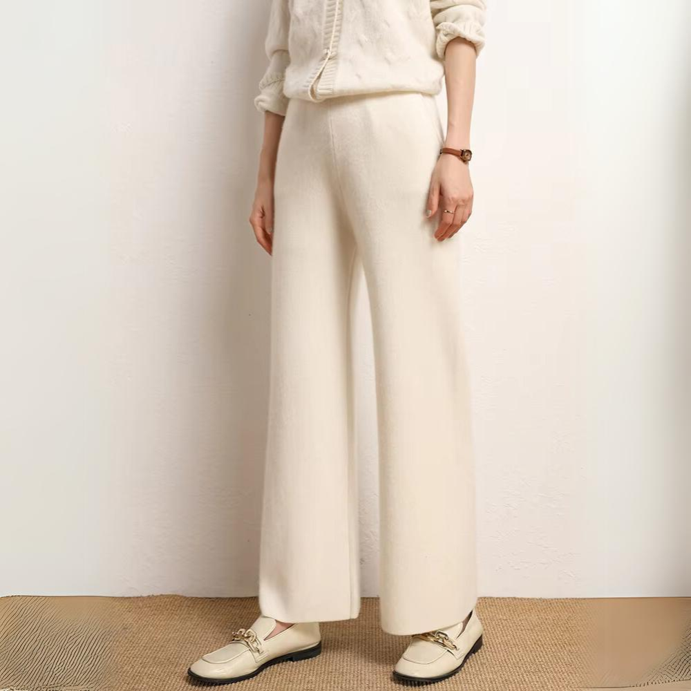 Clara wide-leg wool cashmere knit pants women soft luxurious warm relaxed silhouette autumn winter