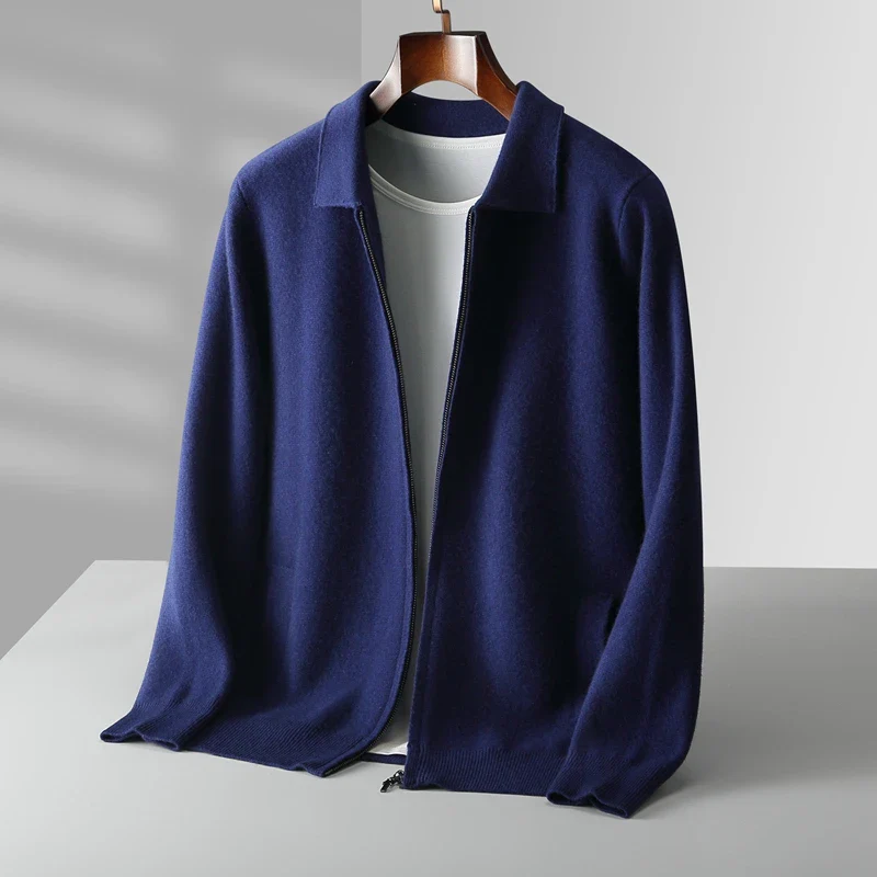 Men's cashmere zip-front vest regular fit lightweight breathable layering piece in neutral tone