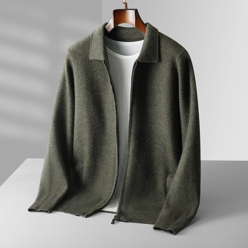 Men's cashmere zip-front vest regular fit lightweight breathable layering piece in neutral tone