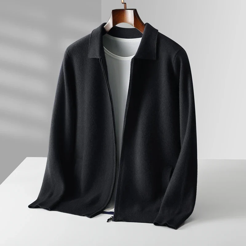 Men's cashmere zip-front vest regular fit lightweight breathable layering piece in premium wool blend
