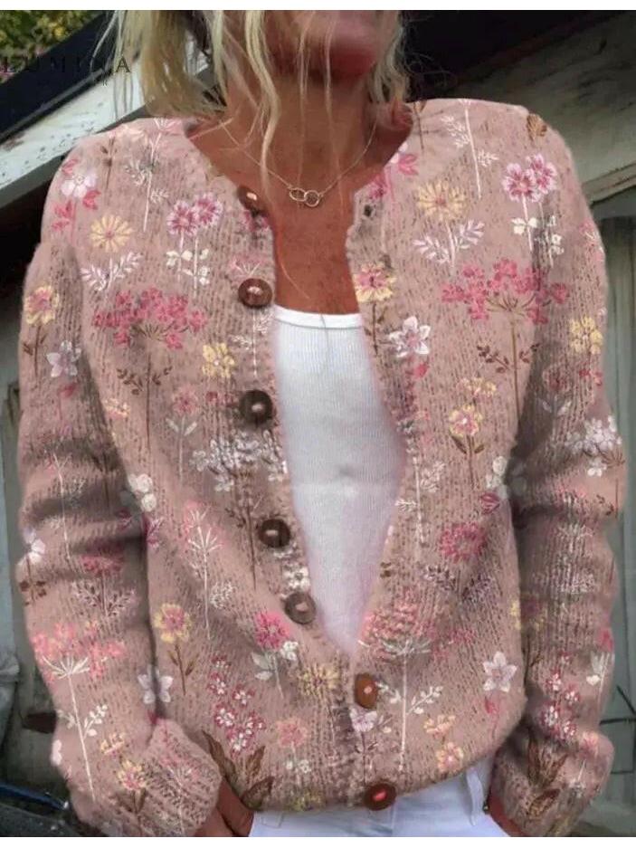 Women's Sanne floral print soft knit cardigan elegant versatile layering piece with feminine pattern