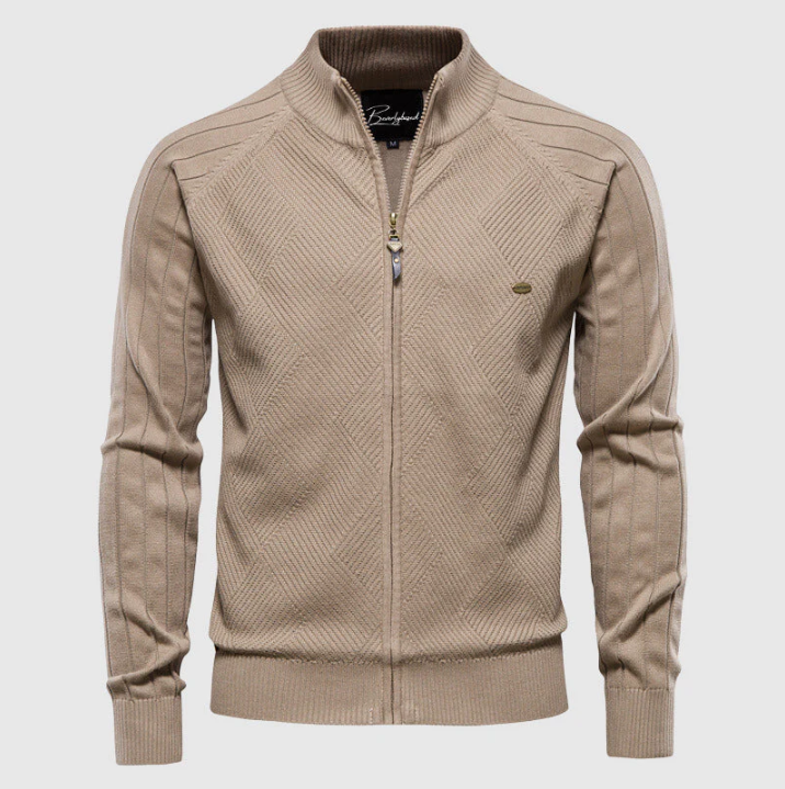 Brian full-zip unisex jacket in neutral tone, casual everyday outerwear with durable premium build