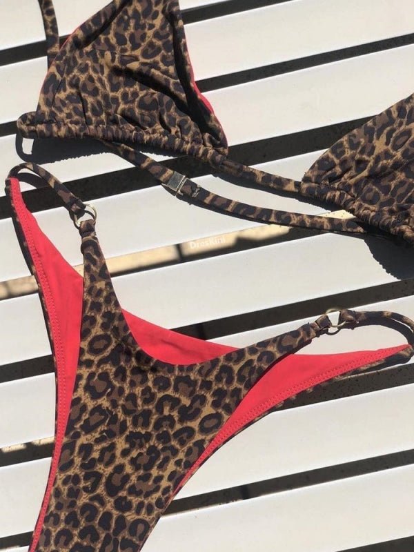 Women's animal print bikini set body-fit quick-dry swimwear bold wild pattern beach poolside