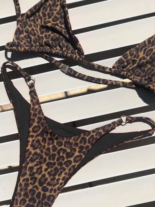 Women's animal print bikini set body-fit quick-dry swimwear bold beach style polyester spandex blend
