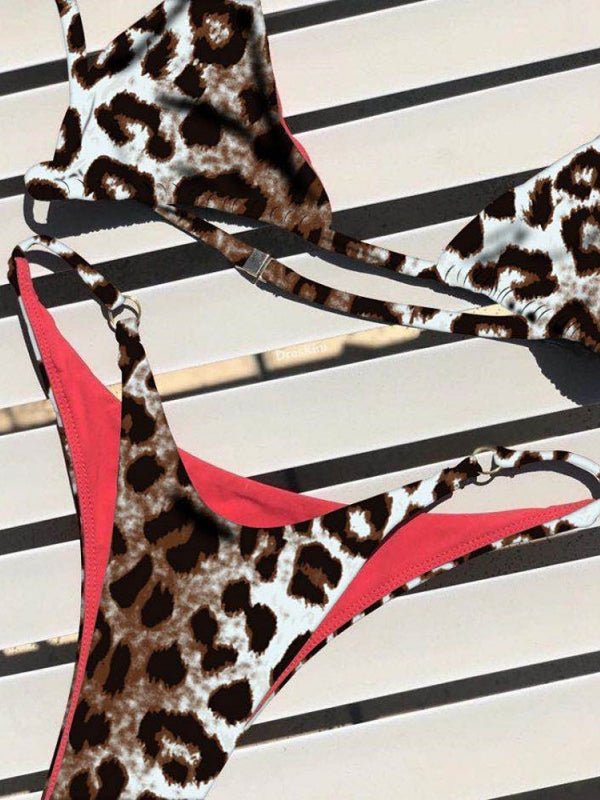 Women's animal print bikini set body-fit quick-dry swimwear bold beach style polyester spandex blend