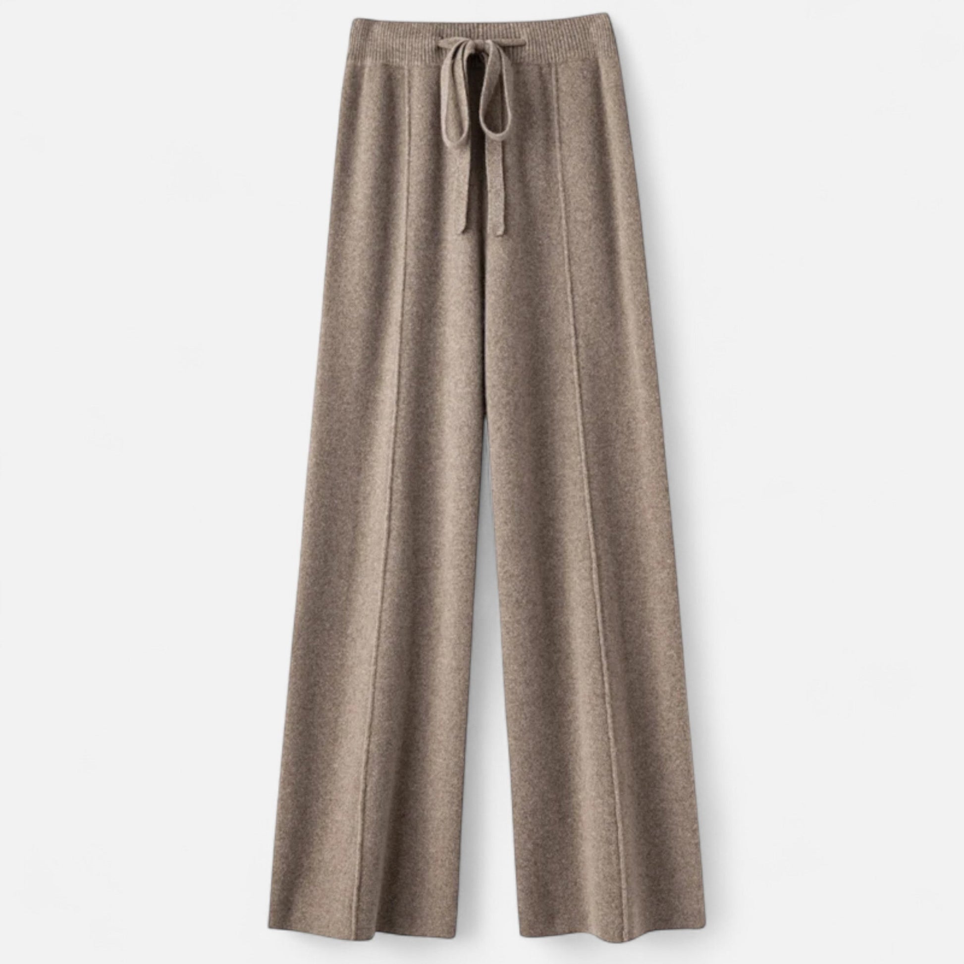 Women's cozy high-rise wide-leg trousers with adjustable drawstring waist for relaxed everyday style