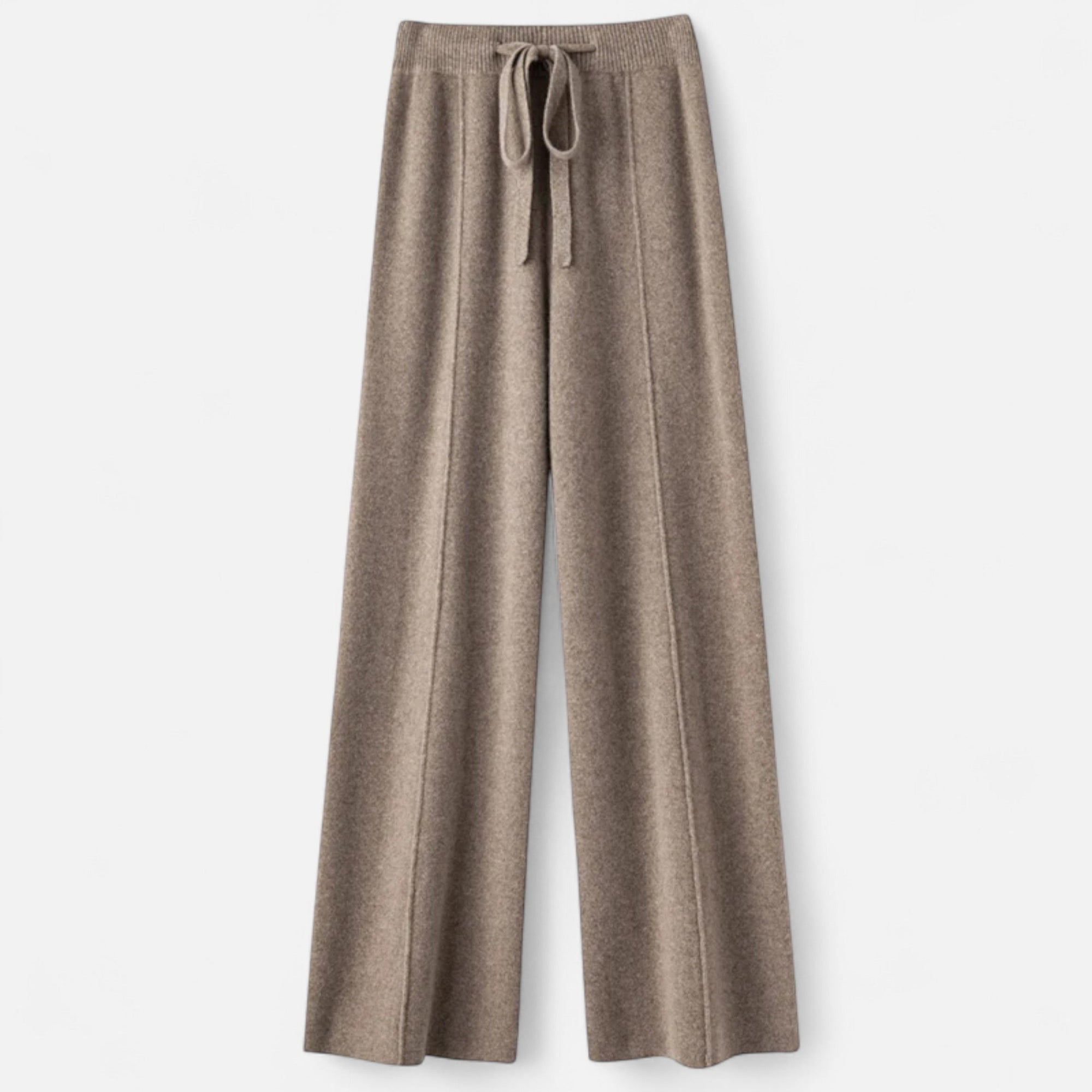 Women's cozy high-rise wide-leg trousers with adjustable drawstring waist for relaxed everyday style
