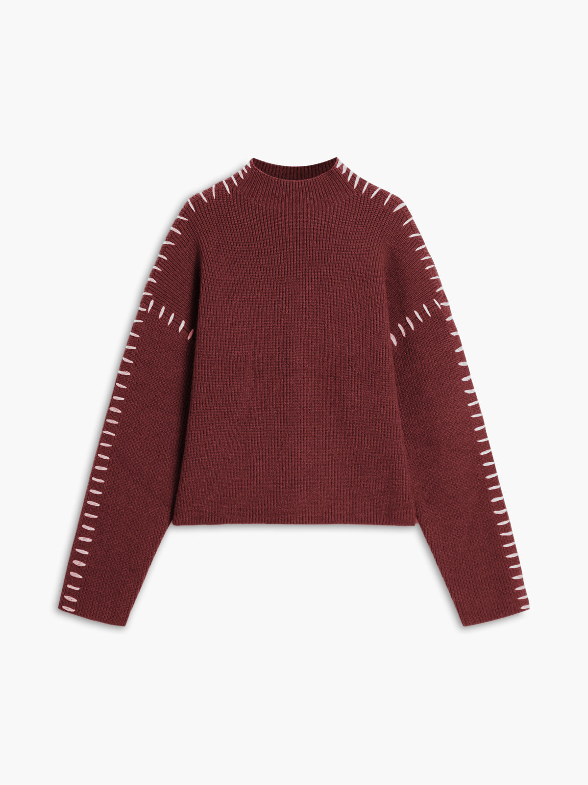 Oversized mock neck sweater relaxed fit cozy knit polyester-acrylic blend everyday casual