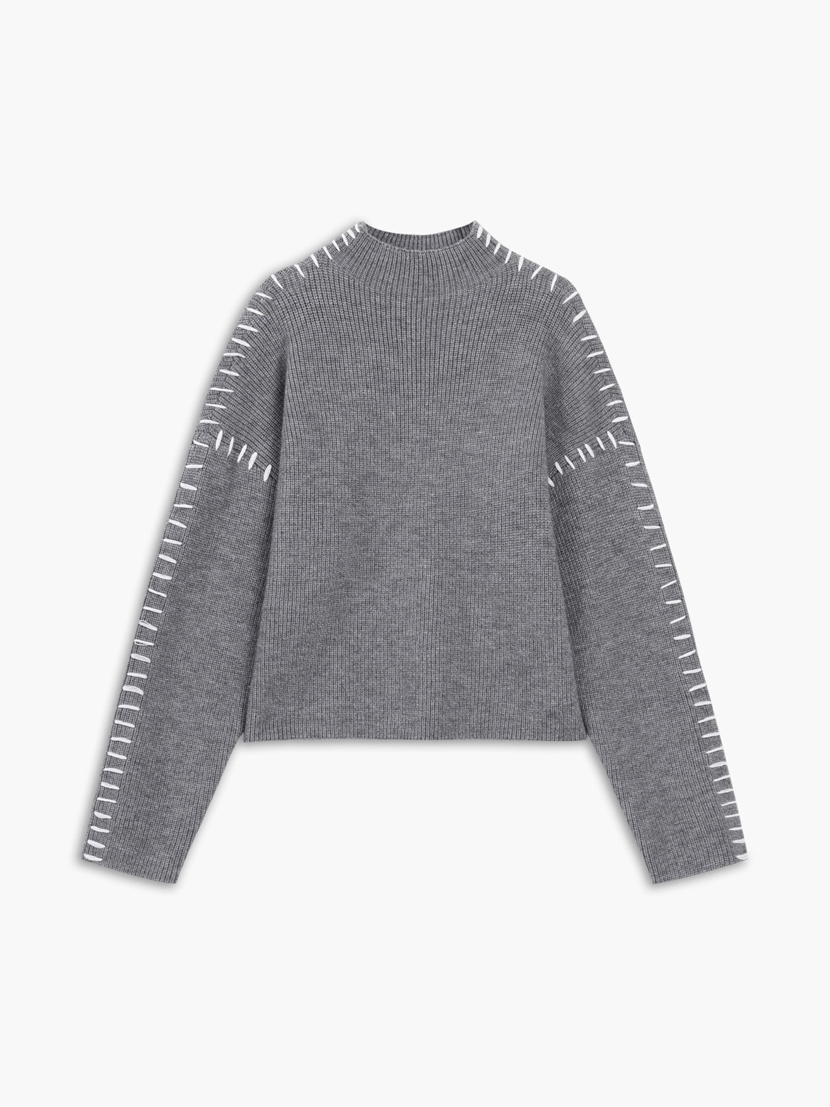 Oversized mock neck sweater women cozy relaxed fit knit pullover soft polyester-acrylic blend casual