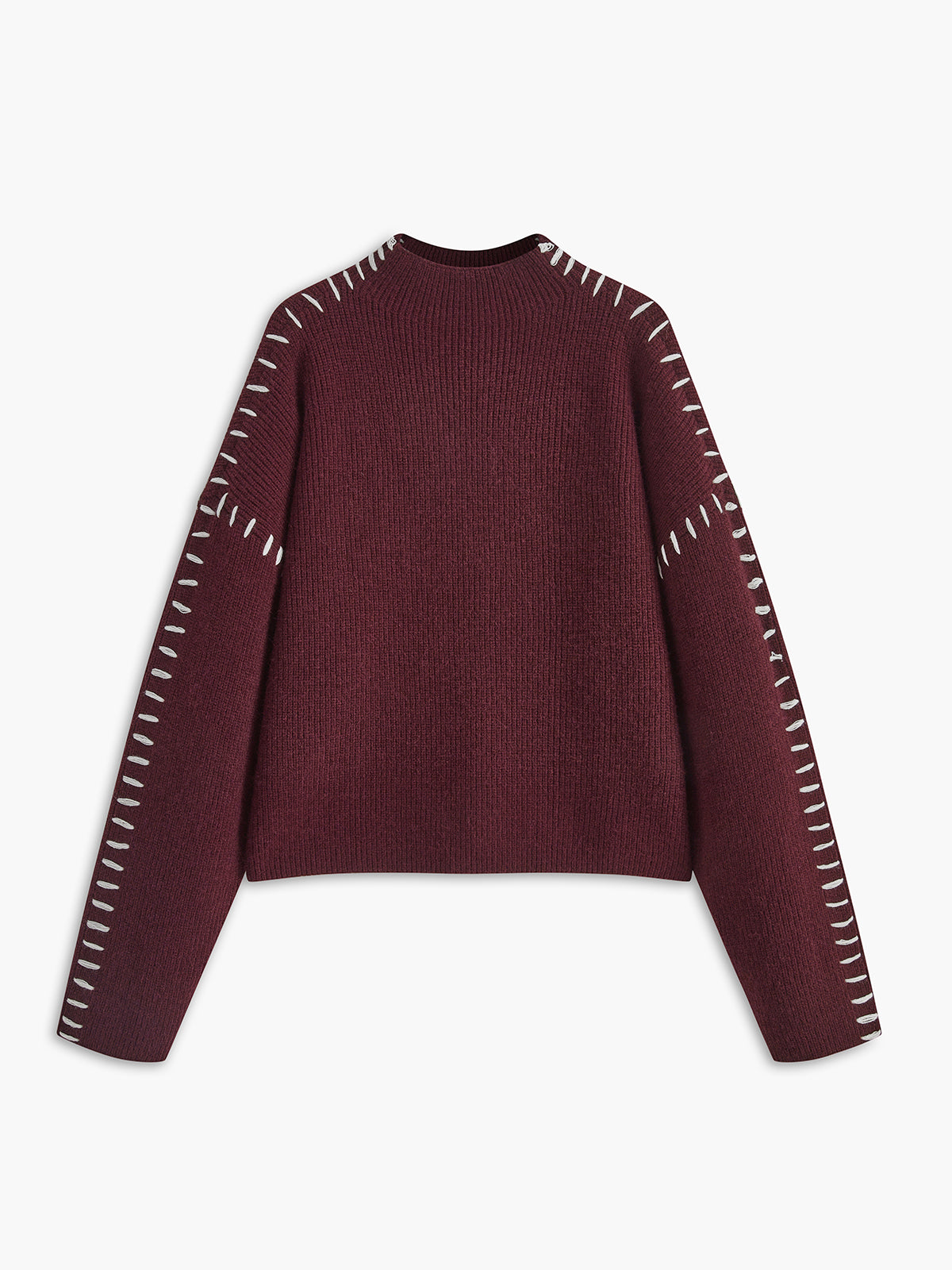 Oversized mock neck sweater relaxed fit cozy knit polyester-acrylic blend everyday casual warmth