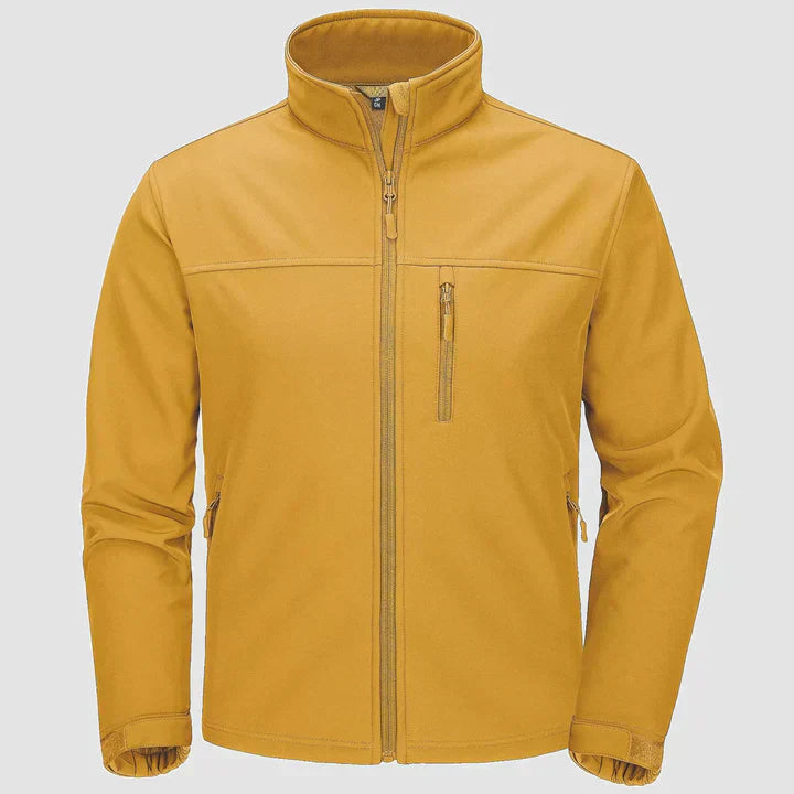Men's slim-fit winter jacket with full-zip closure, multiple pockets, and lightweight insulating fill