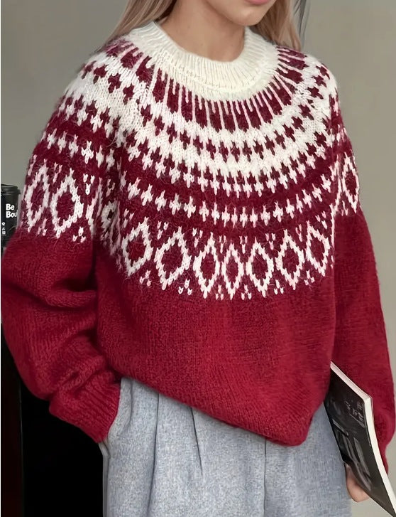 Festive Christmas knit pullover sweater unisex holiday pattern cozy fit for seasonal gatherings