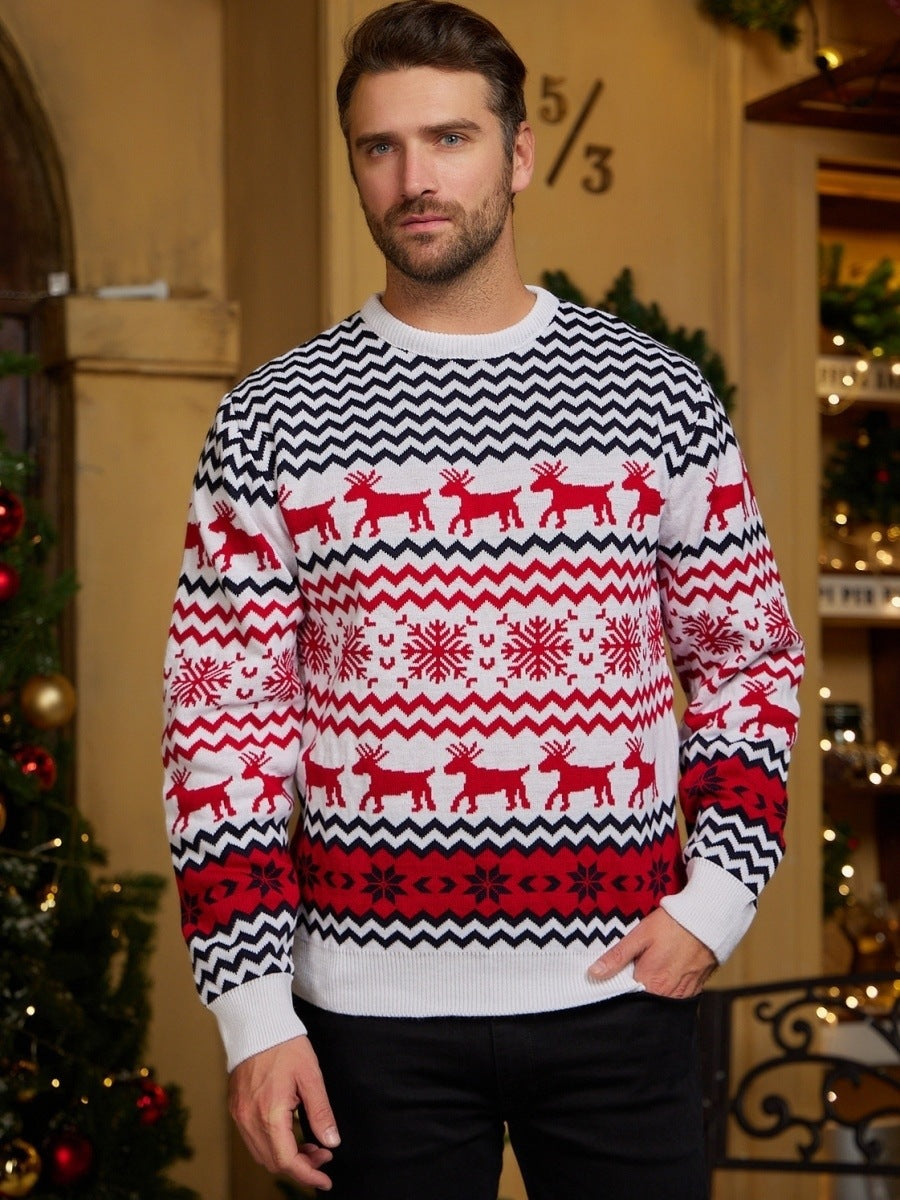 Cozy unisex red Christmas knit sweater long sleeve festive couple matching holiday design