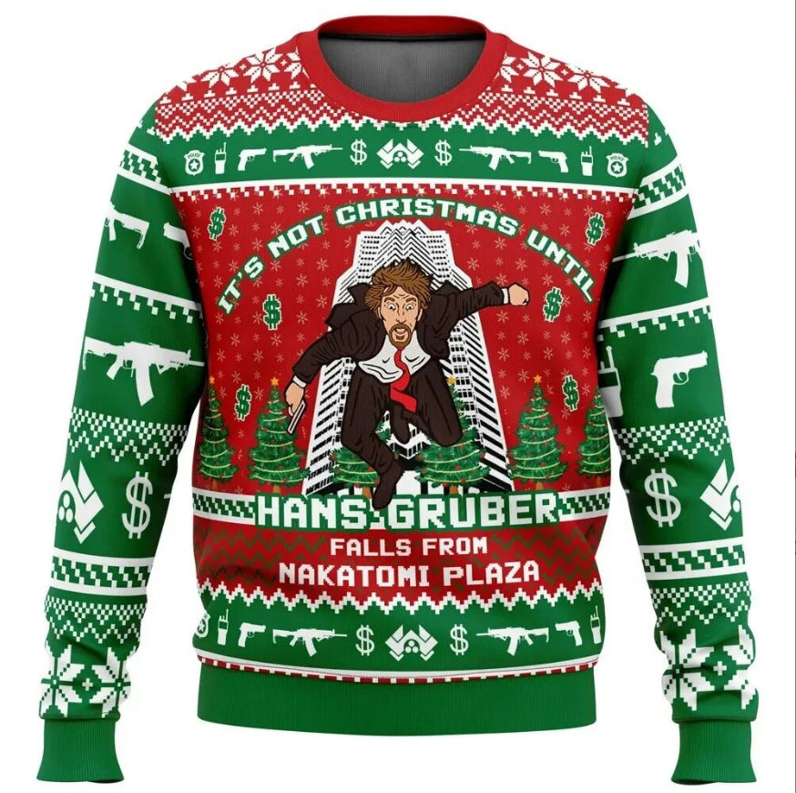 Unisex Christmas knit sweater in festive colors, cozy relaxed fit with holiday pattern for men and women
