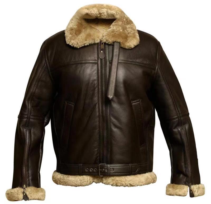 Men's black premium real fur coat classic tailored silhouette luxury winter outerwear