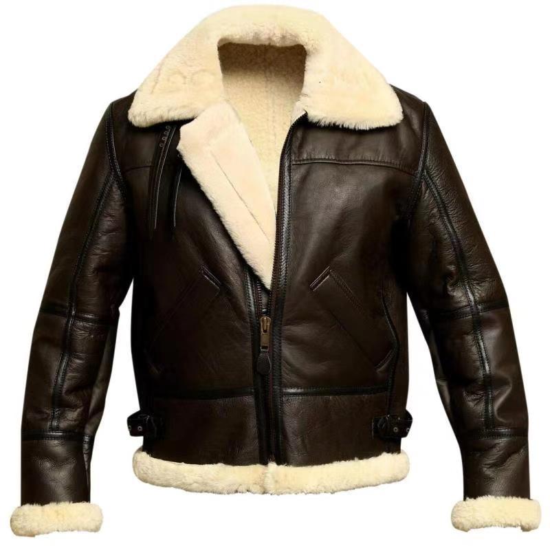 Men's black premium real fur coat classic tailored silhouette luxury winter outerwear