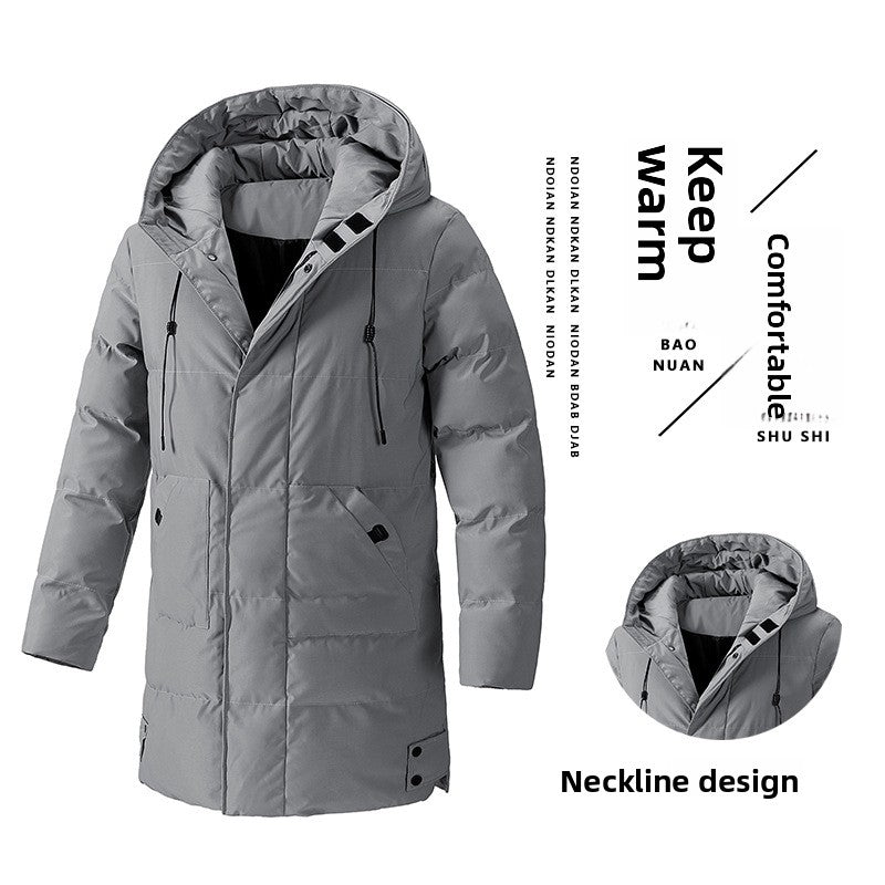 Men's long thermal-lined winter coat in classic cut, versatile outerwear for office and casual wear