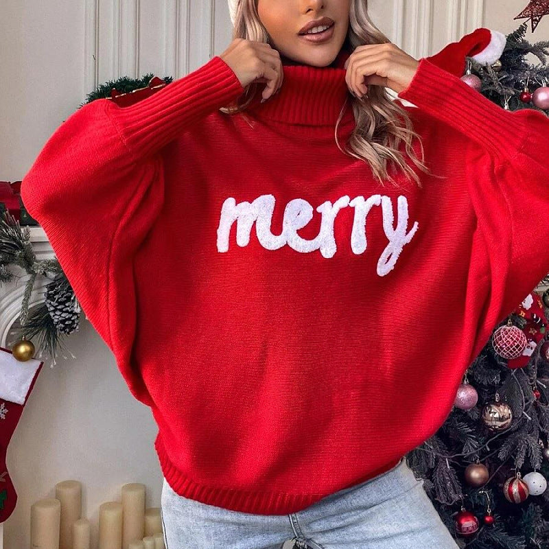 Unisex Christmas turtleneck knit sweater with festive holiday pattern, cozy and warm