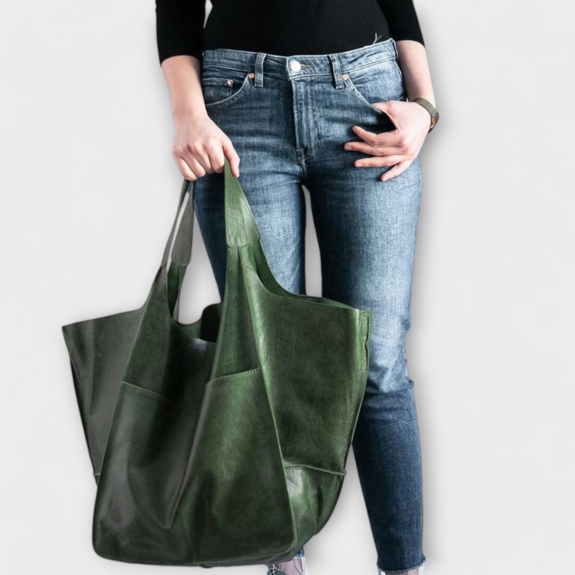 Stella vegan leather tote bag open-top minimalist design spacious interior for work and travel