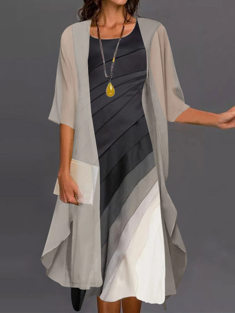 Women's elegant flowy gradient dress with smooth color transition, refined silhouette for formal occasions