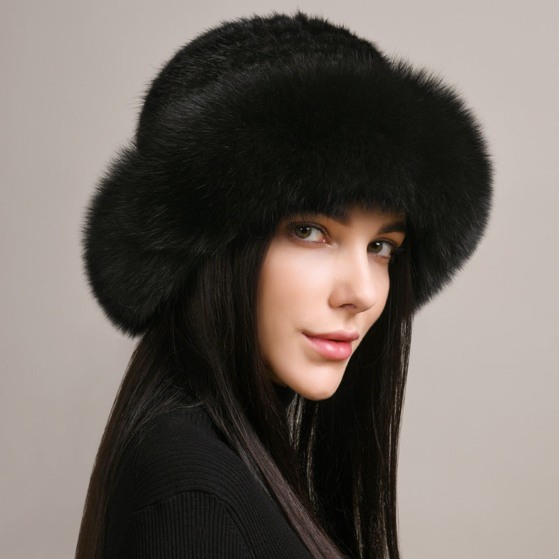 Women's Isabella fur hat round crown paneled construction luxurious fur brim warm winter style