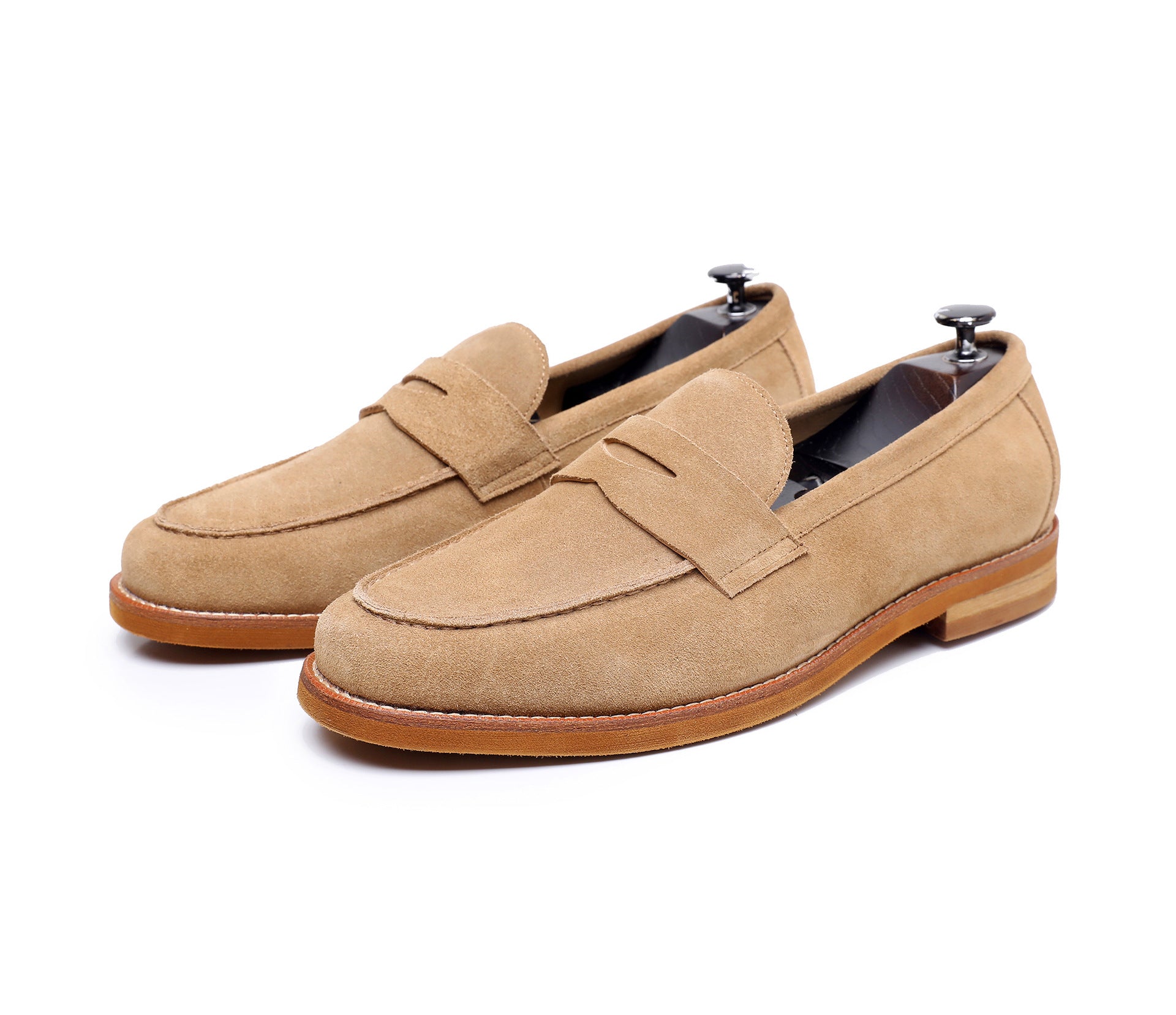 Men's handmade penny loafers pebble grain calfskin leather casual shoes Goodyear construction