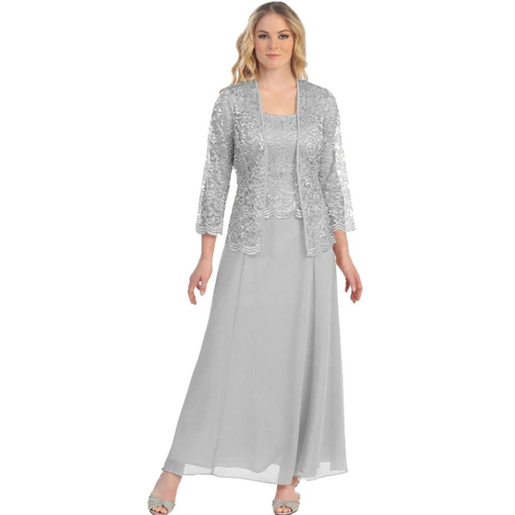 Elegant women's long sleeve evening dress flowing silhouette formal occasion timeless style