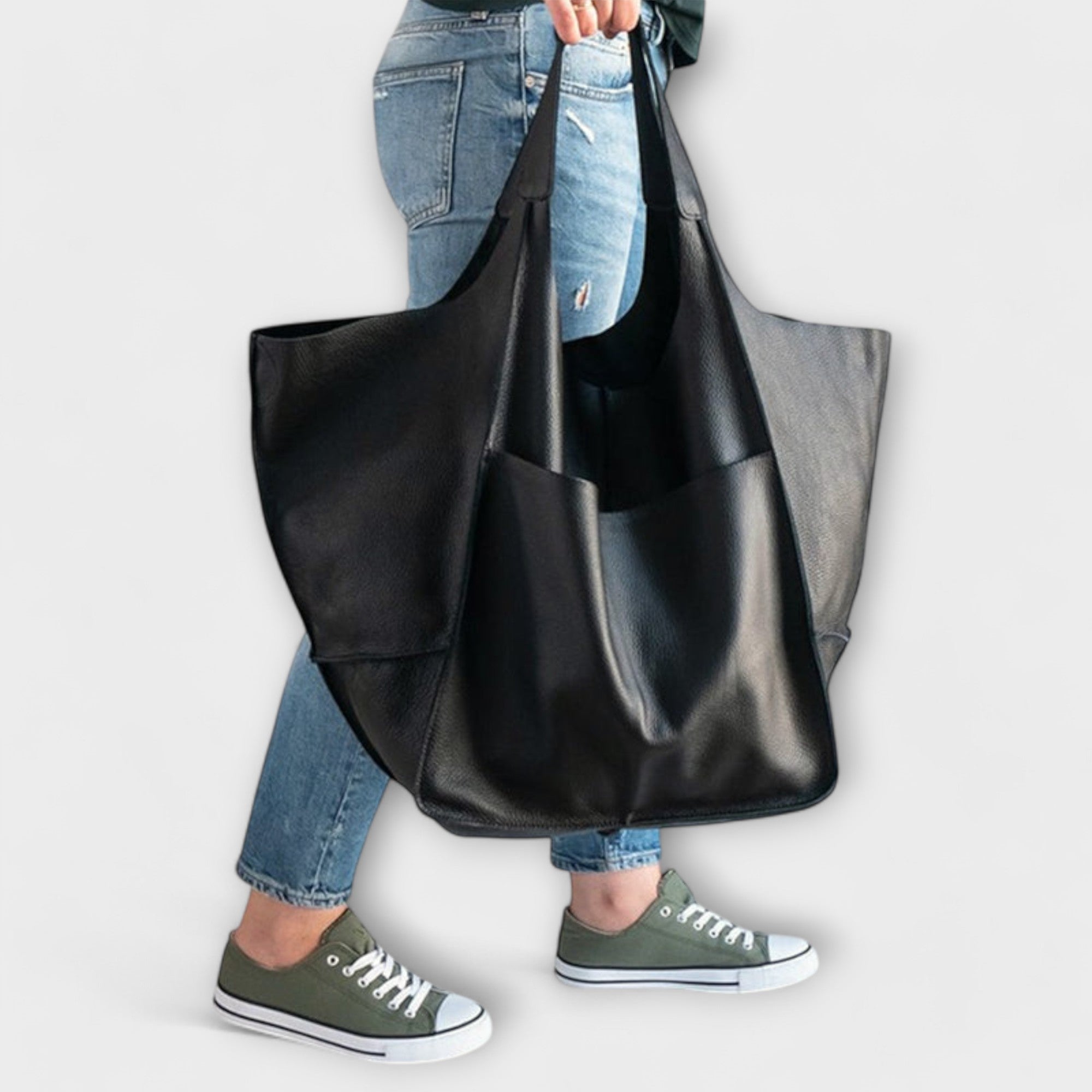 Stella vegan leather tote bag open-top minimalist design spacious interior for work and travel