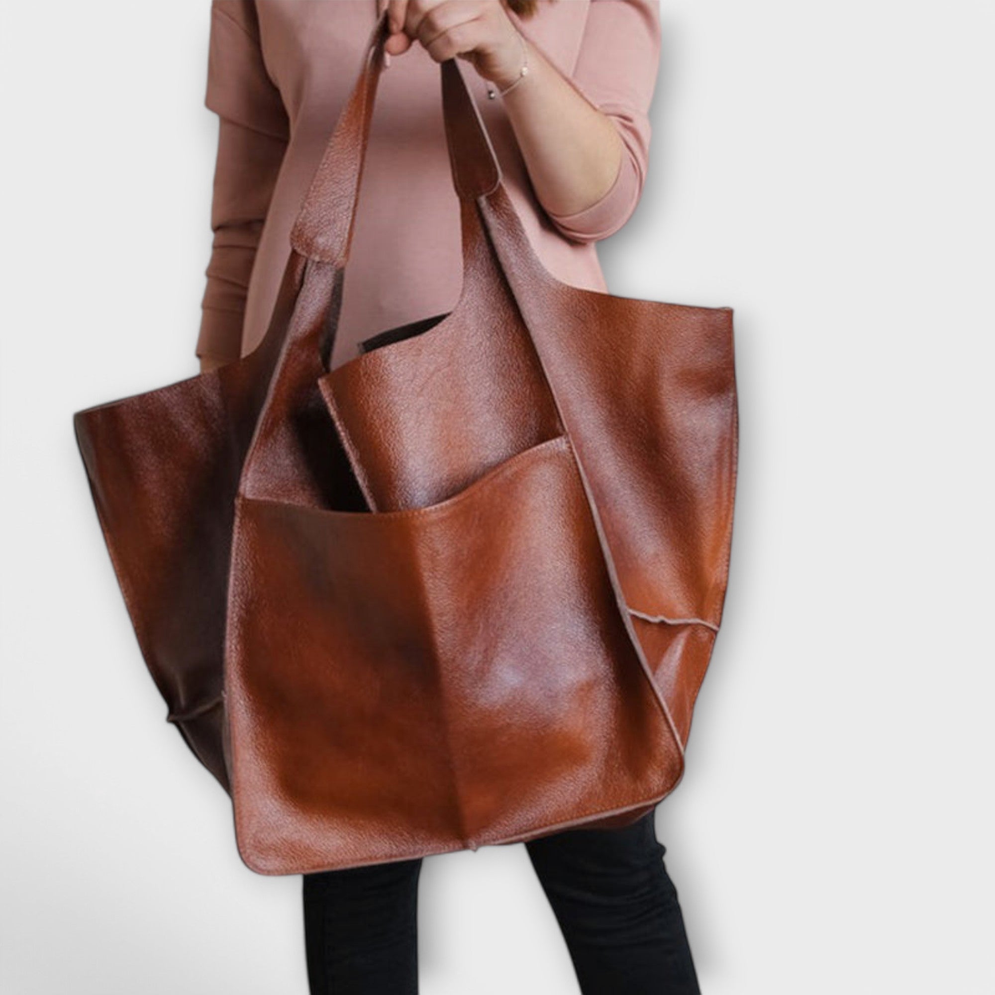 Stella vegan leather tote bag open-top minimalist design spacious work travel everyday carry