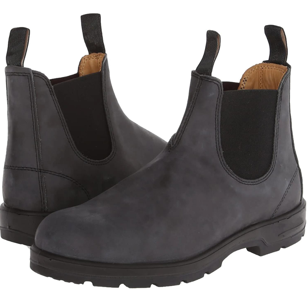 Men's black Chelsea slip-on ankle boots with elastic side inserts and pull tabs