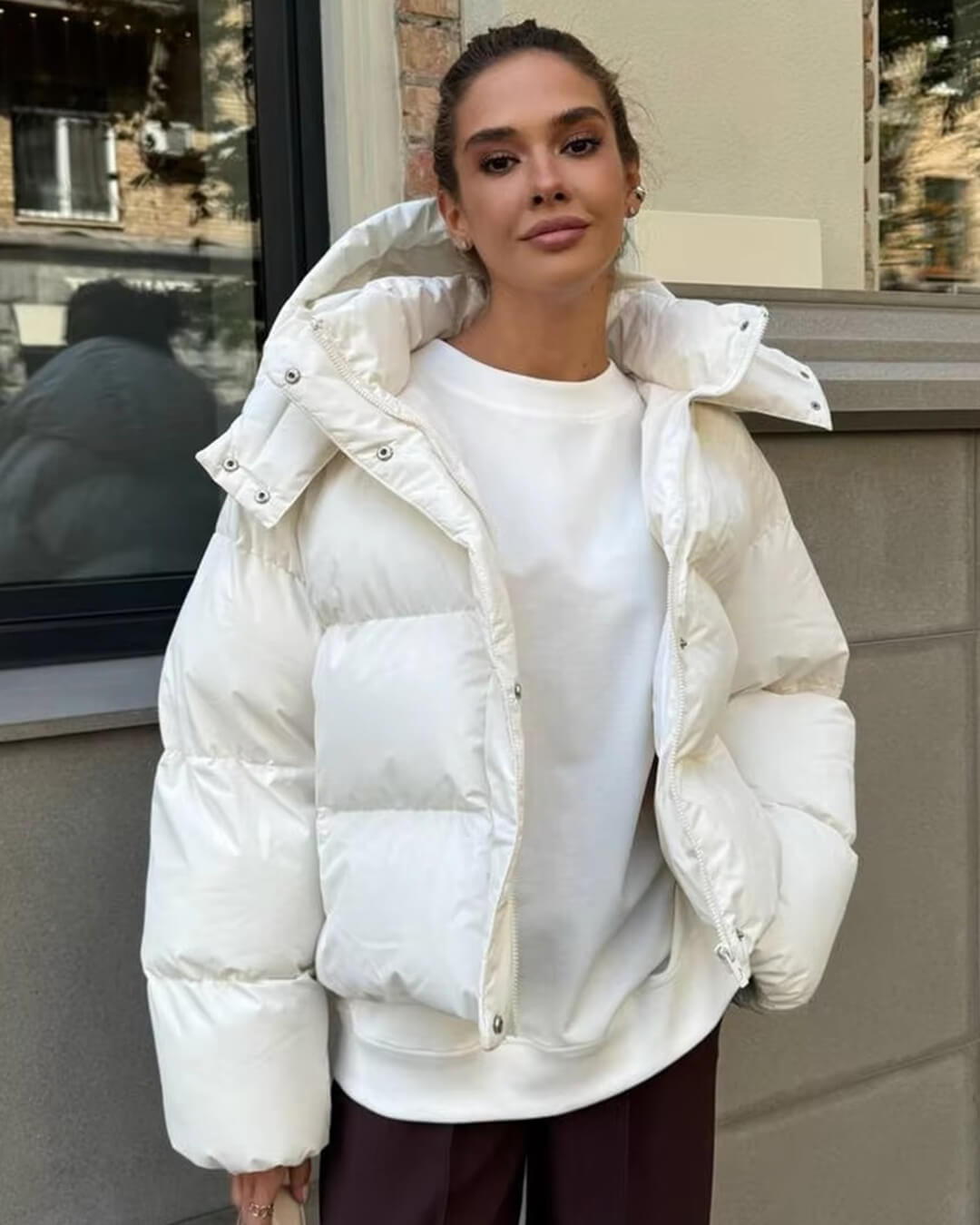 Ella women's hooded puffer jacket cozy warmth flattering silhouette versatile winter layer