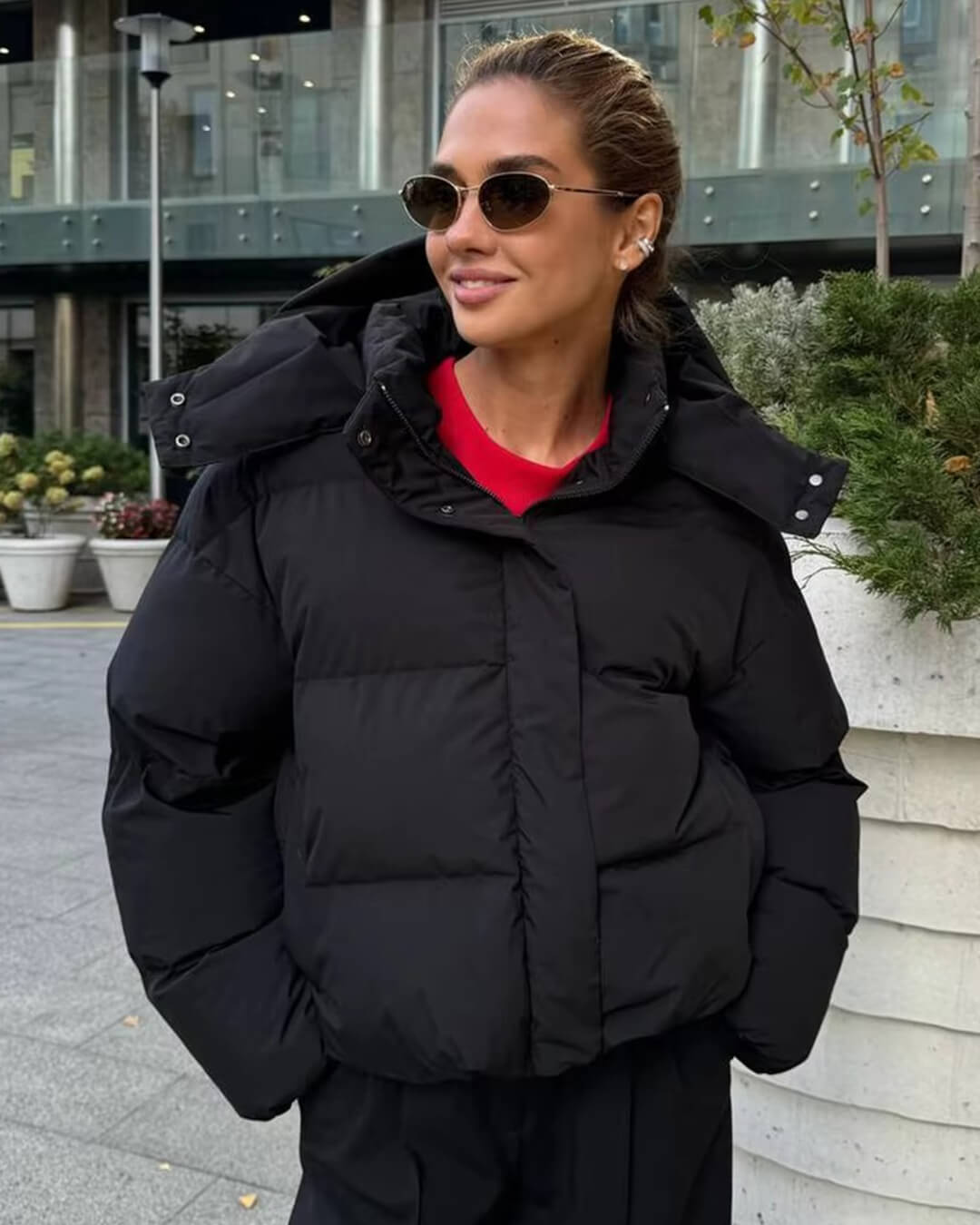 Ella women's hooded puffer jacket cozy warmth flattering silhouette versatile winter layer