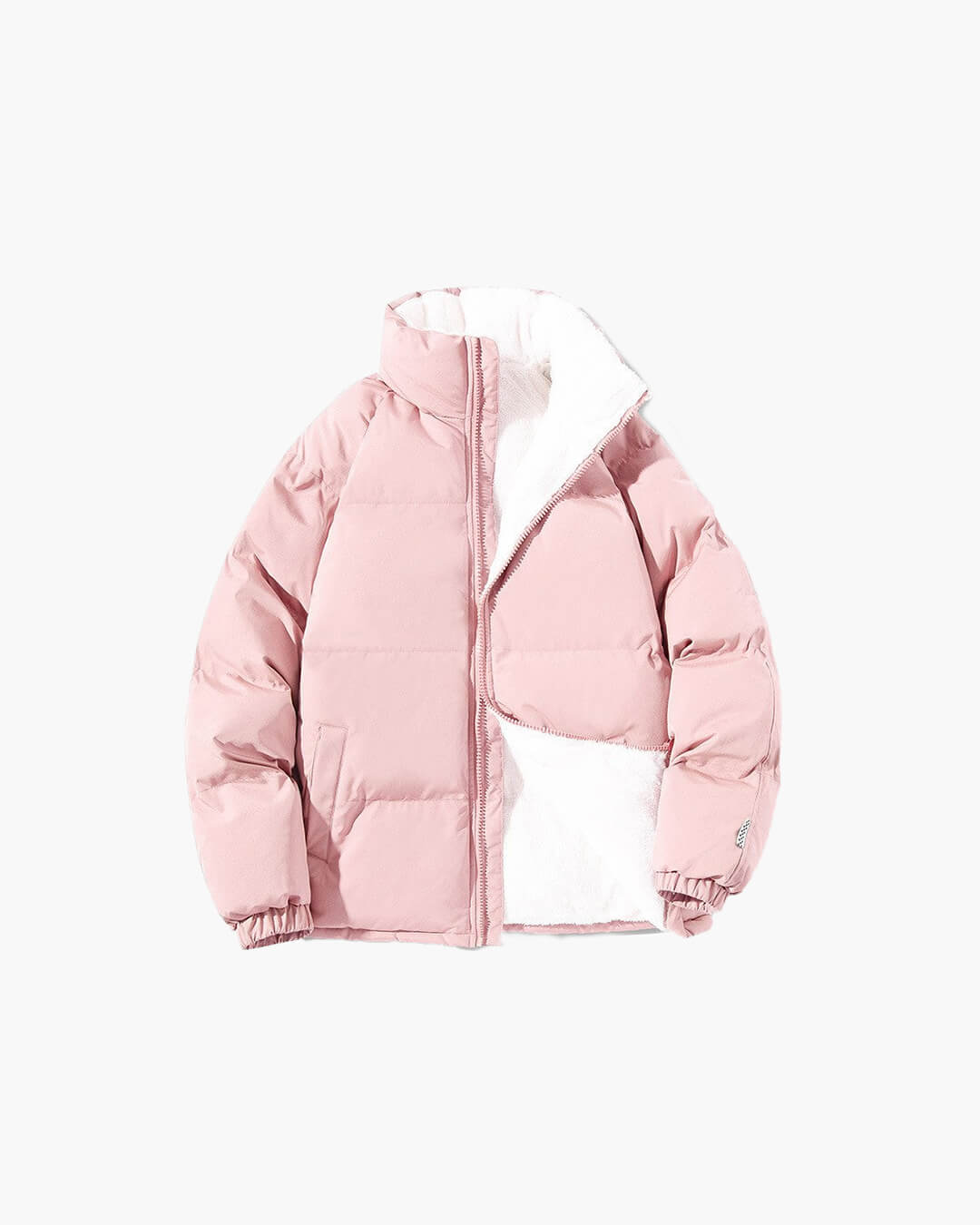 Women's relaxed-fit insulated puffer jacket in winter tones with hooded design for cozy layering
