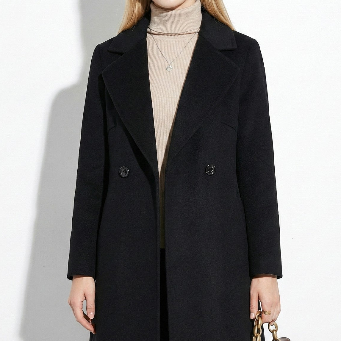 Sofia women's long straight-cut cotton coat elegant winter silhouette polished refined style