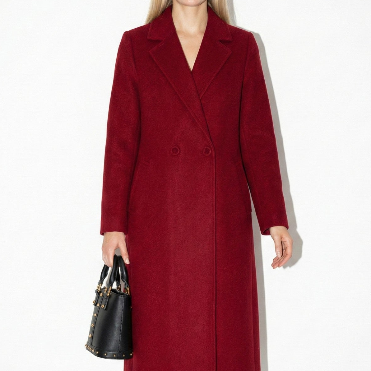 Women's long straight-cut cotton coat elegant winter silhouette refined minimalist style daily comfort