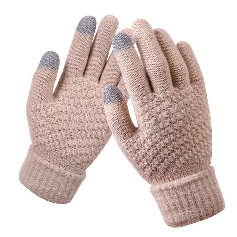 Sophie elegant black stretch-knit gloves with touchscreen-compatible fingertips, one size fits most