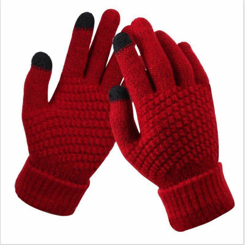 Sophie elegant black stretch-knit gloves with touchscreen-compatible fingertips, one size fits most