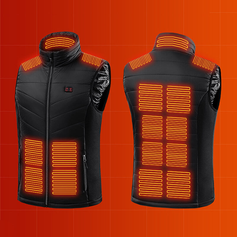 Graphene heating vest black lightweight 13-zone far infrared carbon-fiber warmth machine washable outdoor