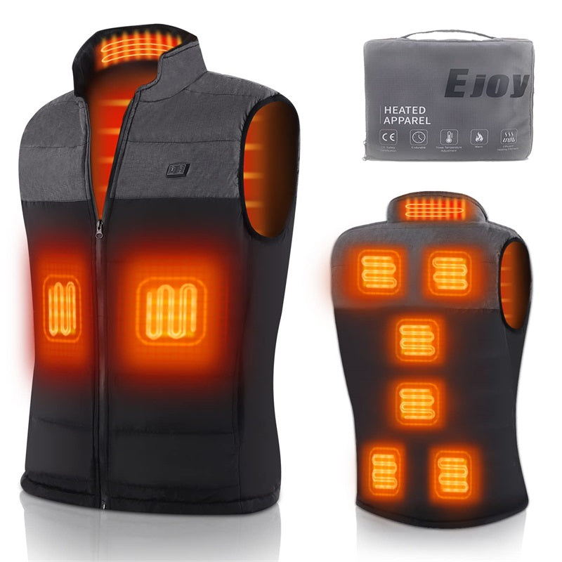 Graphene heated vest black slim-fit 13-zone far infrared warming machine washable outdoor performance layer