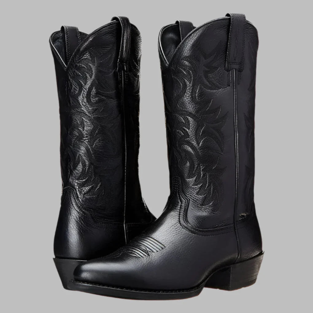 Connor men's brown leather western pull-on cowboy boots with classic bold silhouette for everyday wear
