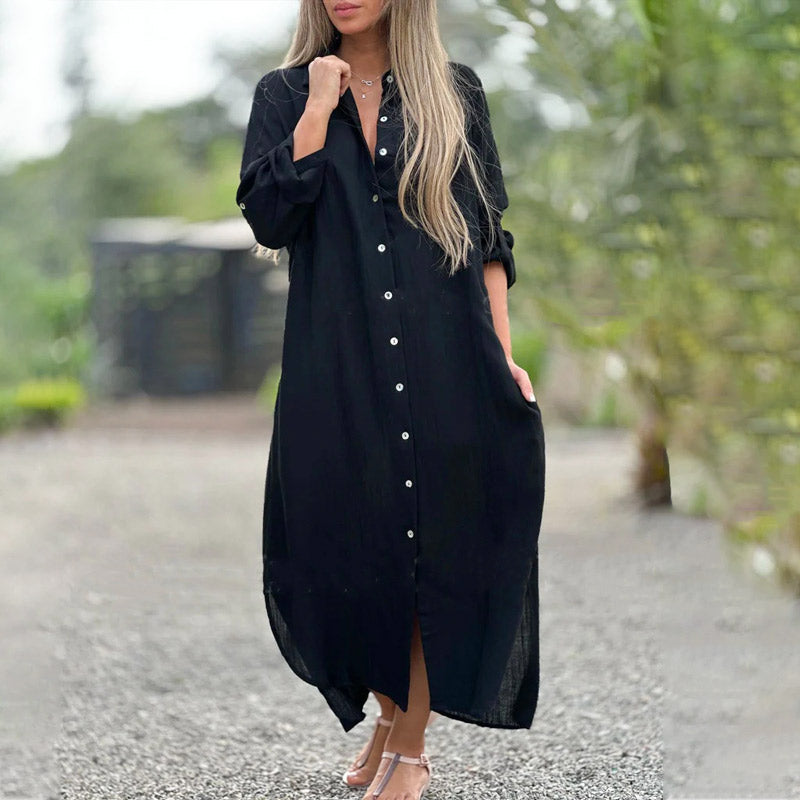 Brielle | Women's Casual Button-Down Maxi Shirt Dress