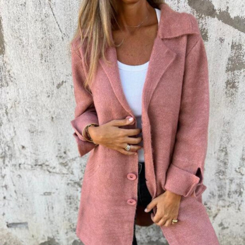 Women's cozy fleece-lined lightweight jacket in classic style, soft warm everyday layer for cool weather