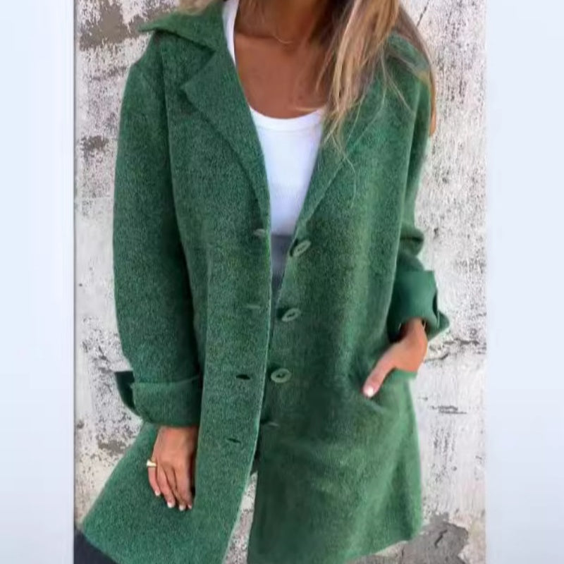 Women's cozy fleece-lined lightweight jacket in neutral tone, polished everyday style with soft comfort fit