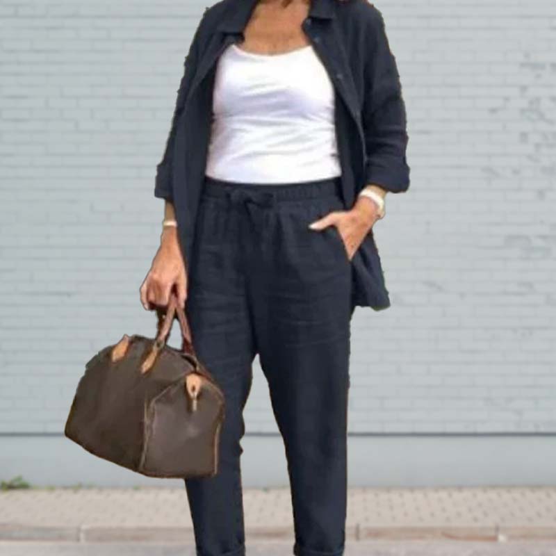 Terra | Women's Two Piece Set Shirt Jacket Drawstring Pants