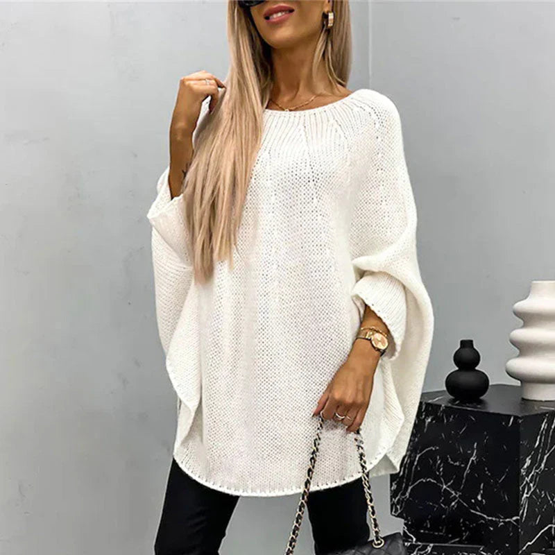 Women's chunky knit oversized sweater thigh-length soft yarn casual cozy pullover