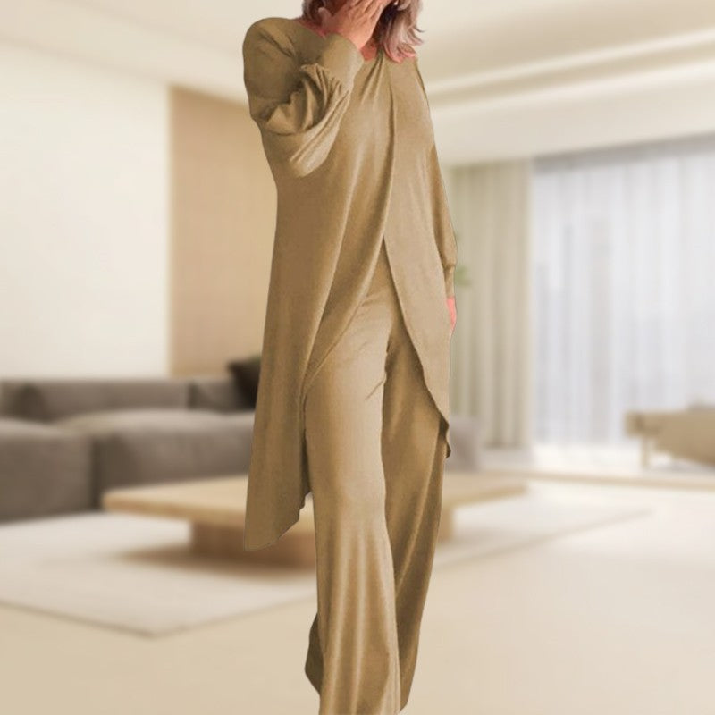Haven | Women's Two Piece Set Long Sleeve Tunic Top Wide Leg Pants